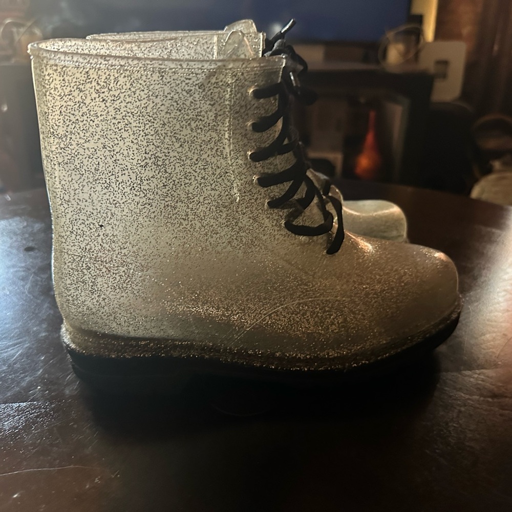 Ladies rubber glitter boot 8 - Picture 2 of 3